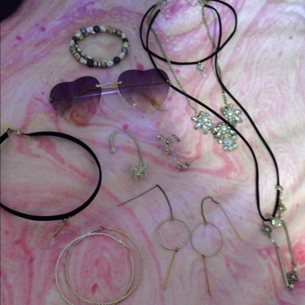 Huge jewelry sunglasses earrings bracelet lot 9pcs